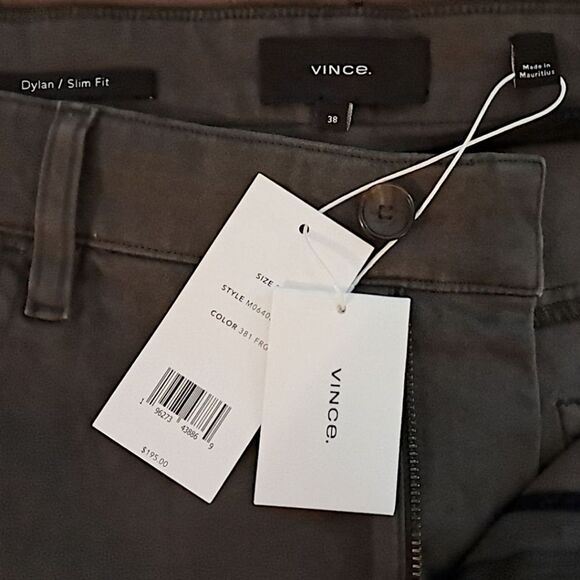 NWT Vince. Dylan Slim Fit Jeans, Size 38 x 32, Frog Green, Fabric Made In Italy - Picture 7 of 8